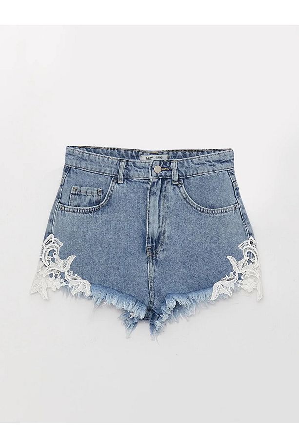 LCW Jeans Standart Fit Nakışlı Kadın Jean Şort - 4
