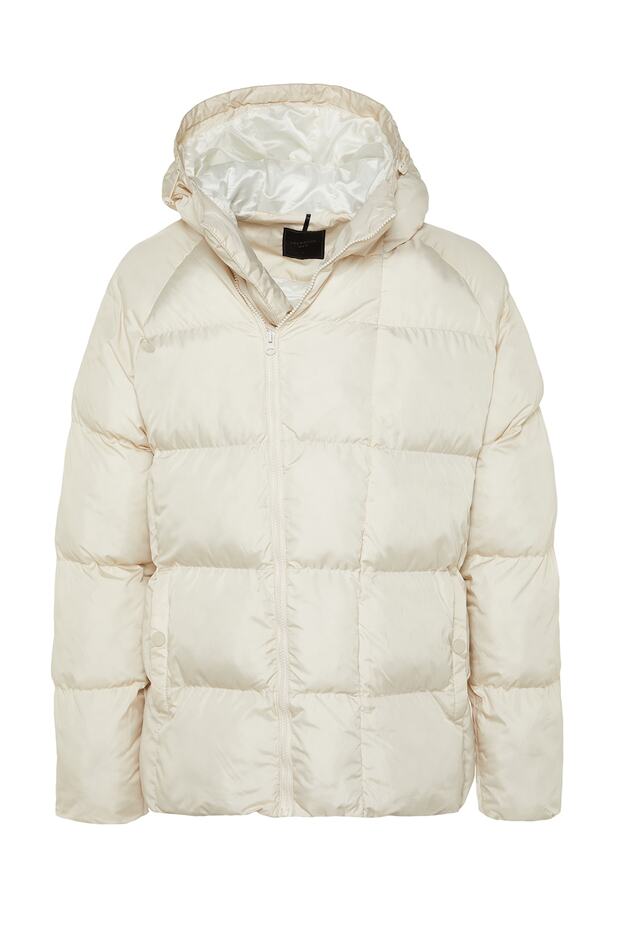 Bej Oversize Suya ve Rüzgara Dayanıklı Şişme Kışlık Mont TMNAW23MO00086 - 6