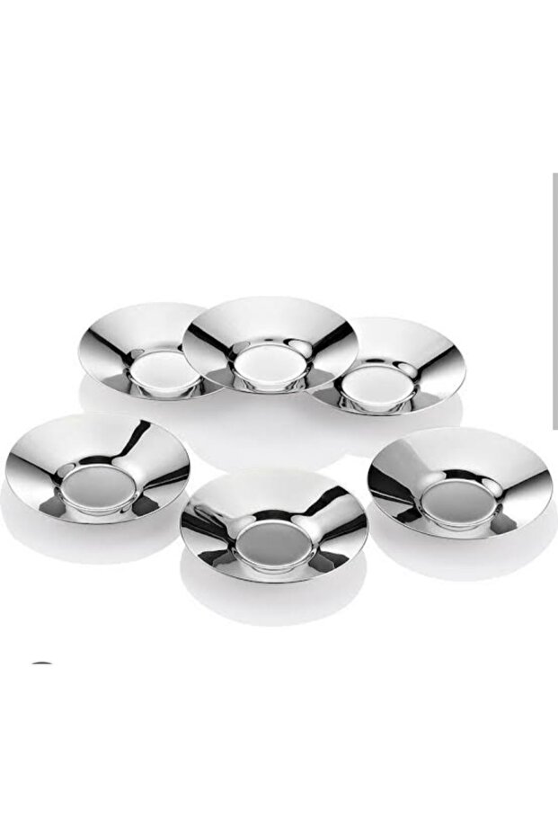 طبق شاي من الفولاذ المقاوم للصدأ مكون من 6 قطع من Mercan Plain Ovel