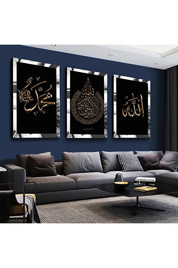 مجموعة رسم مجمعة بإطار شبكي فضي عاكس للمرأة الشجاعة تشكل مجموعة طلاء MDF ثلاثية فضية