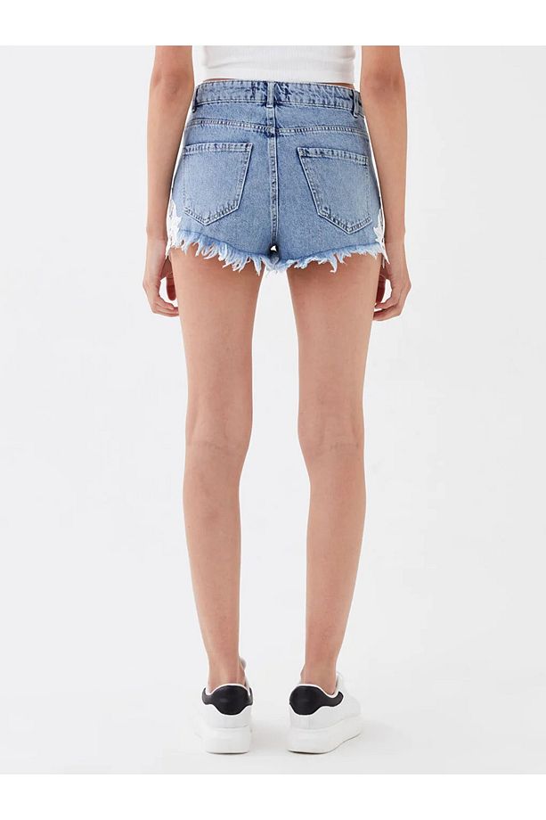 LCW Jeans Standart Fit Nakışlı Kadın Jean Şort - 3