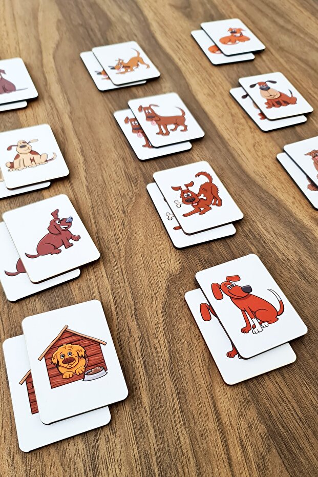 Wooden Dogs Intelligence Cards Matching Game Preschool Educational Material