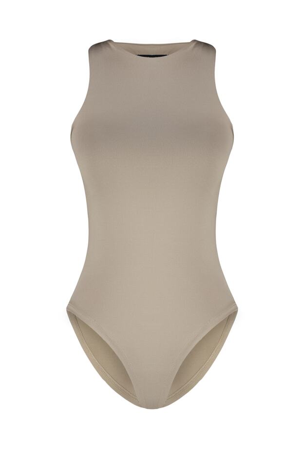 Vizon Halter Yaka Vücuda Oturan Esnek Alttan Çıtçıtlı Örme Body TWOSS20BD0044 - 10