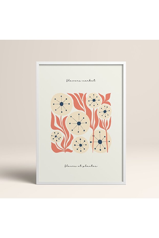 White Wooden Framed Painting Framed Poster Artistic Modern Wall Decor (Flower215-White-30X40)