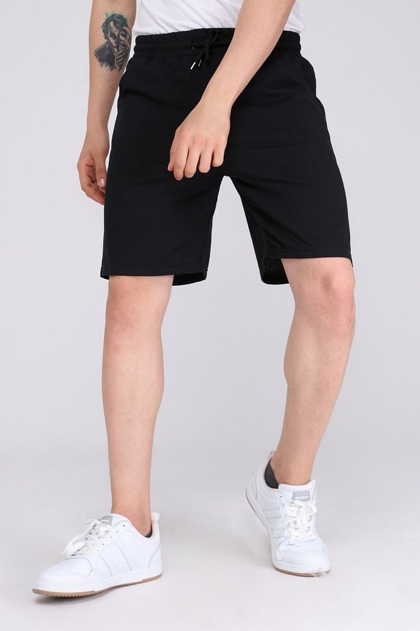 Erkek siyah Yazlık Oversize Spor Bermuda Şort - 5