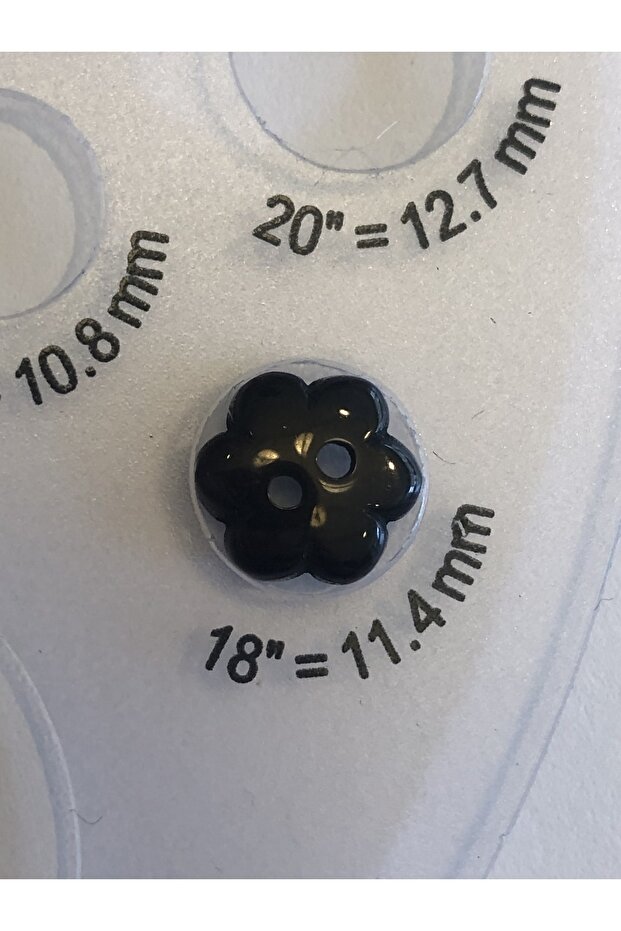Black Daisy Flower Model Baby Size Polyester Button 18 Size Buttons - Pack of 10 Buttons - 6