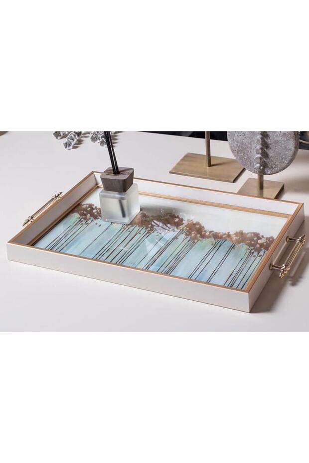 Decorative Presentation Tray with Gold Handle