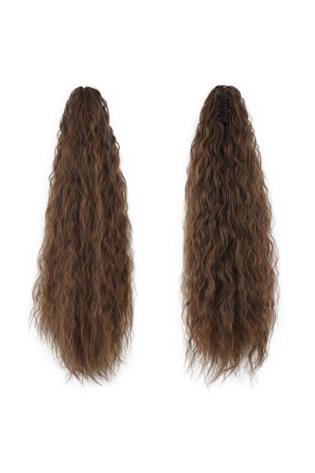 Brown - Buckle and Wavy Ponytail