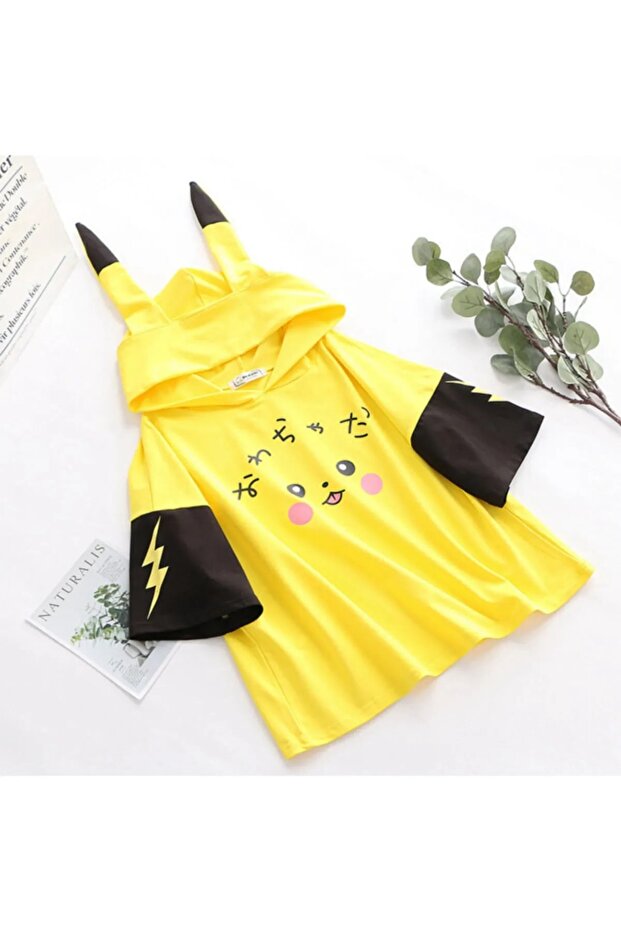 Pikachu Model Printed Oversized Girls - Boys Unisex Children's T-shirt