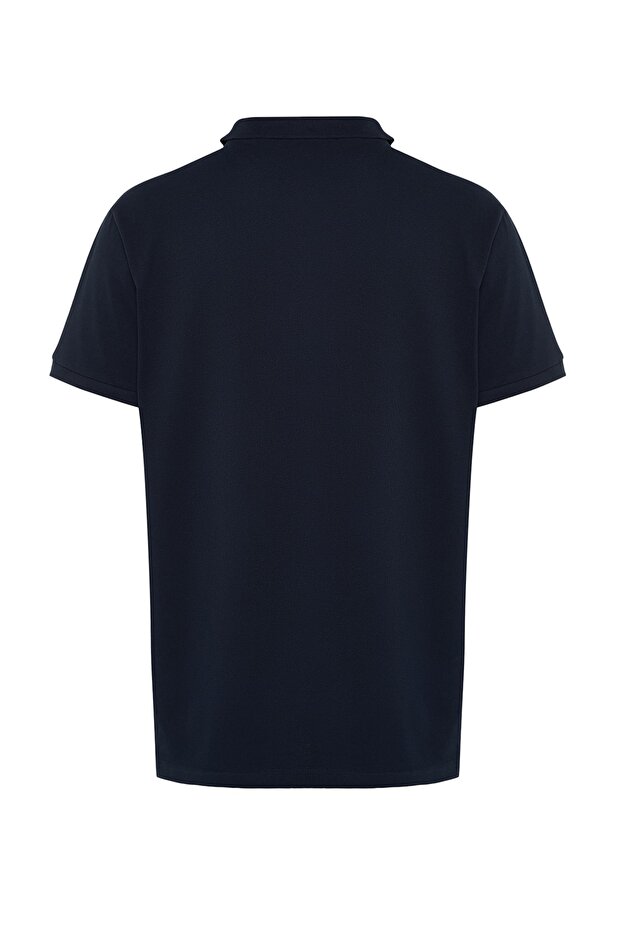 Lacivert Regular/Normal Kesim %100 Pamuklu Çapa Nakışlı Polo Yaka T-shirt TMNSS23PO00031 - 9