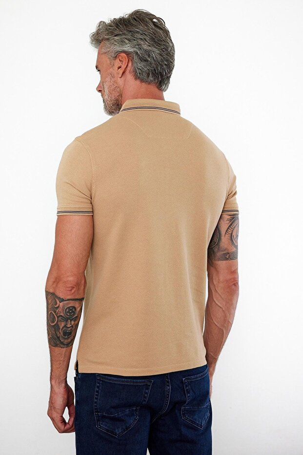 تي شيرت رجالي ذو رقبة بولو أساسية وأكمام قصيرة وأحجار عادية - 7