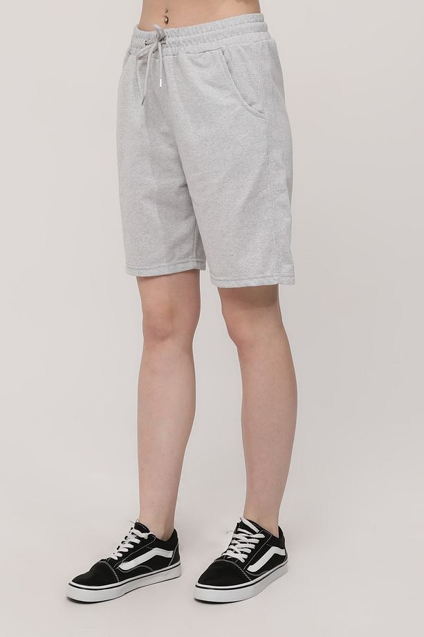 Gri Kadın Oversize Unisex Spor Bermuda Şort - 6