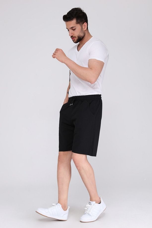 Erkek siyah Yazlık Oversize Spor Bermuda Şort - 3