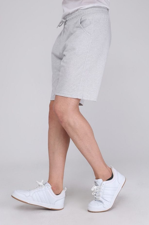 Erkek Gri Sade Yazlık Oversize Spor Bermuda Şort - 7