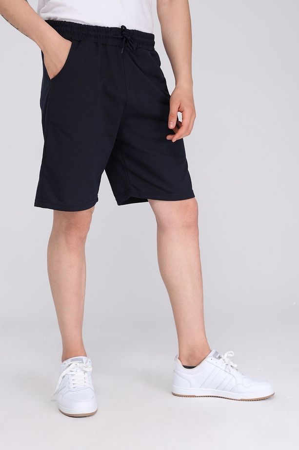 Erkek Lacivert Yazlık Oversize Spor Bermuda Şort - 6