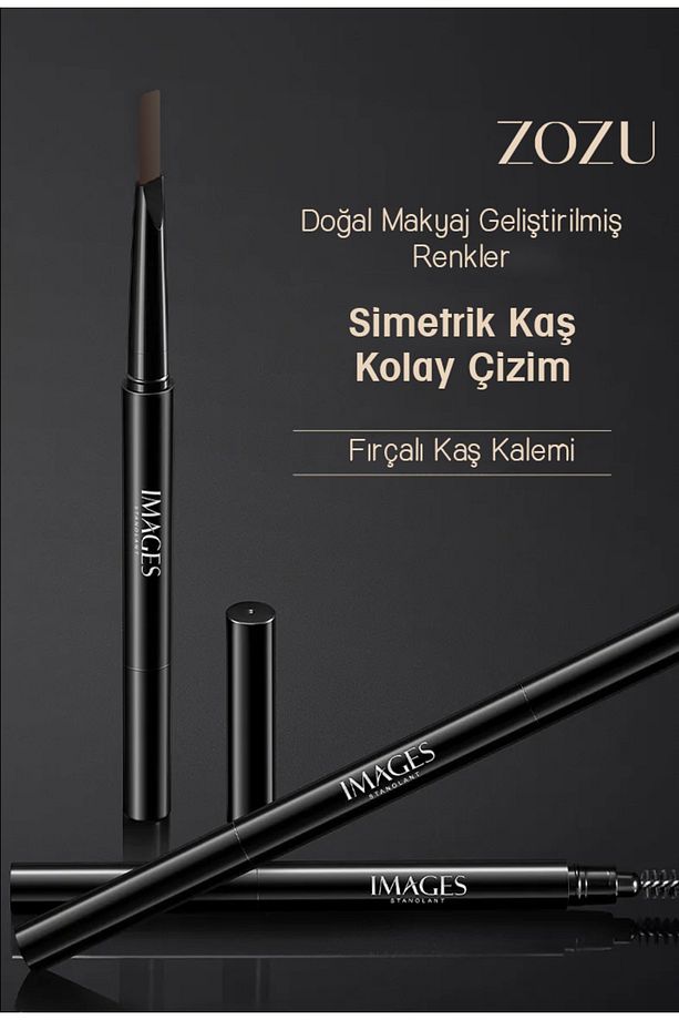 Images Serisi Iki Uçlu Açılı Kaş Kalemi Ve Kaş Fırçası 0,4gr Koyu Kahve - 1