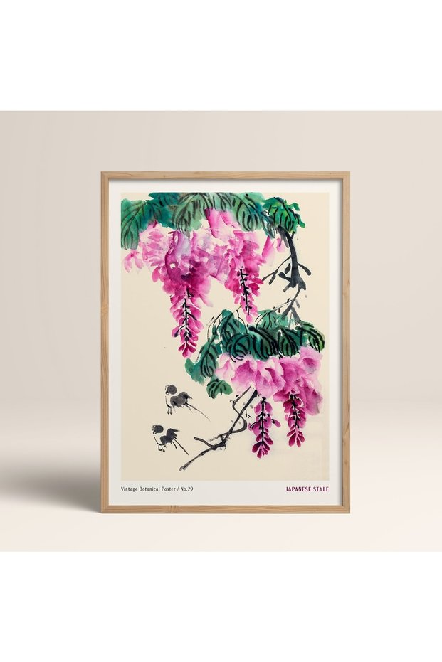Framed Japanese Style Nanbara Sakujiro Painting 30X40Cm 40X60Cm 50X70Cm Black White Wood Jpn074