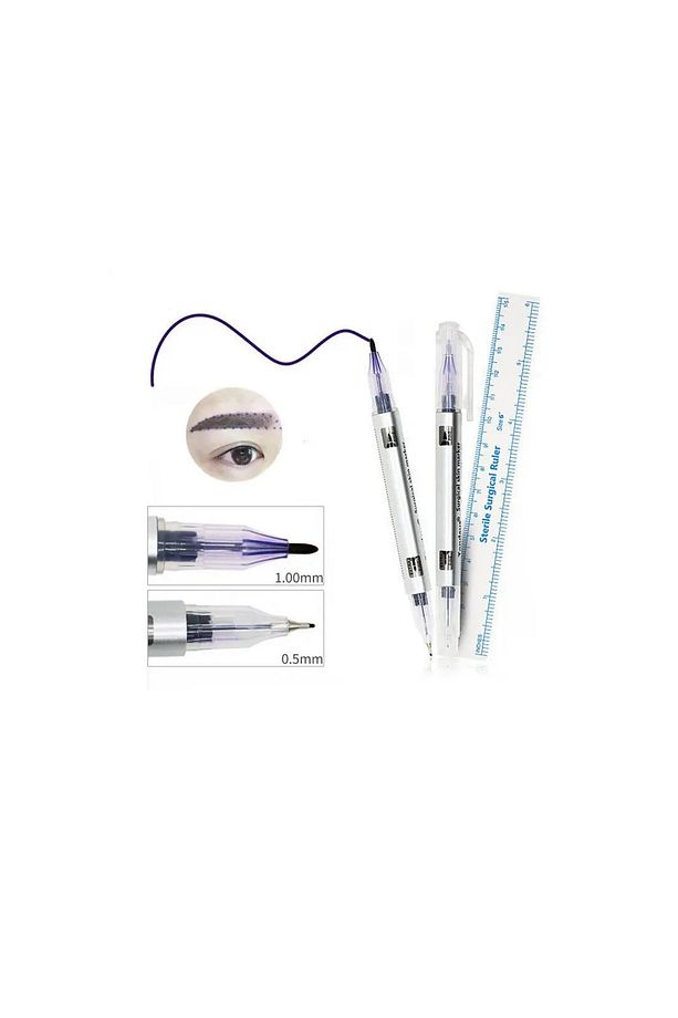Microblading Ve Kalıcı Makyaj Marker Işaretleme Kalemi Çift Taraflı Mavi - 2
