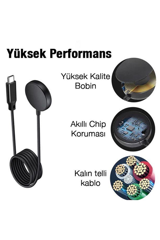Galaxy Watch 5 Watch 5 Pro 4 Watch 3 Active R500 Active 2 Type-c Şarj Kablosu Siyah - 6