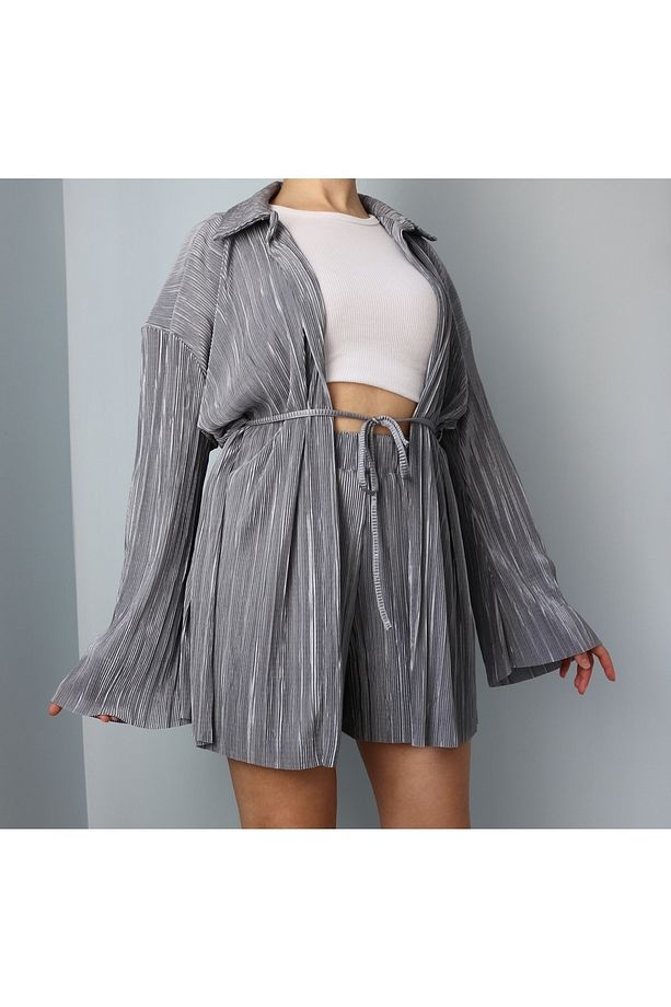 Piliseli Kimono Şort Takım - 2