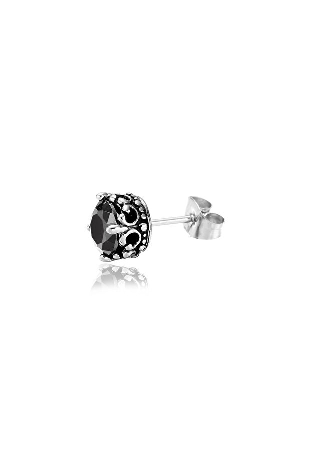 Taç Boutique Design King Size Large Zircon Stone Stud Model 316L Steel Men's Earrings