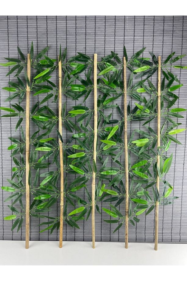 Yapay Yapraklı Dekoratif Bambu Çubuğu Uslu Ticaret 90cm 5 Adet - 1