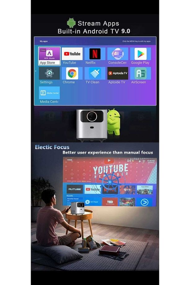 2160p/ 4k Projeksiyon Cihazı Wifi Bluetooth Smart Netflix Youtube Ekran Yansıtma Disney Kumandalı - 7