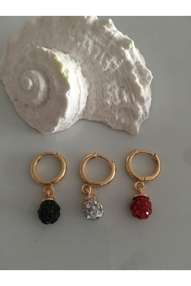 Böğürtlen Taşlı 3'lü Set Çelik Küpe