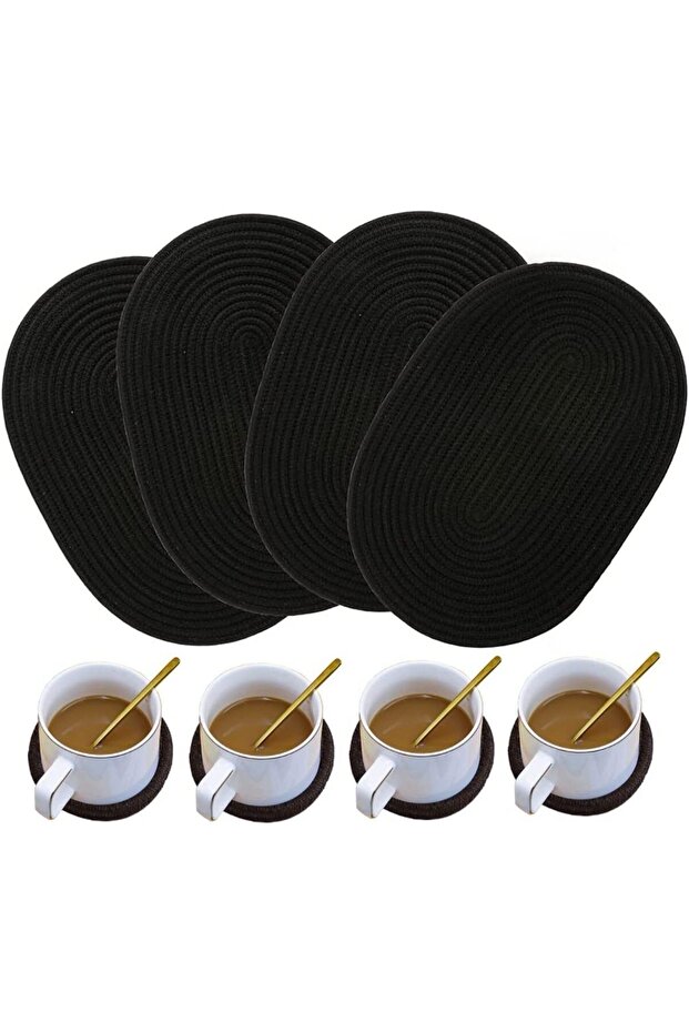 Ruby 8 Piece Oval Tableware and Coasters Set - 1