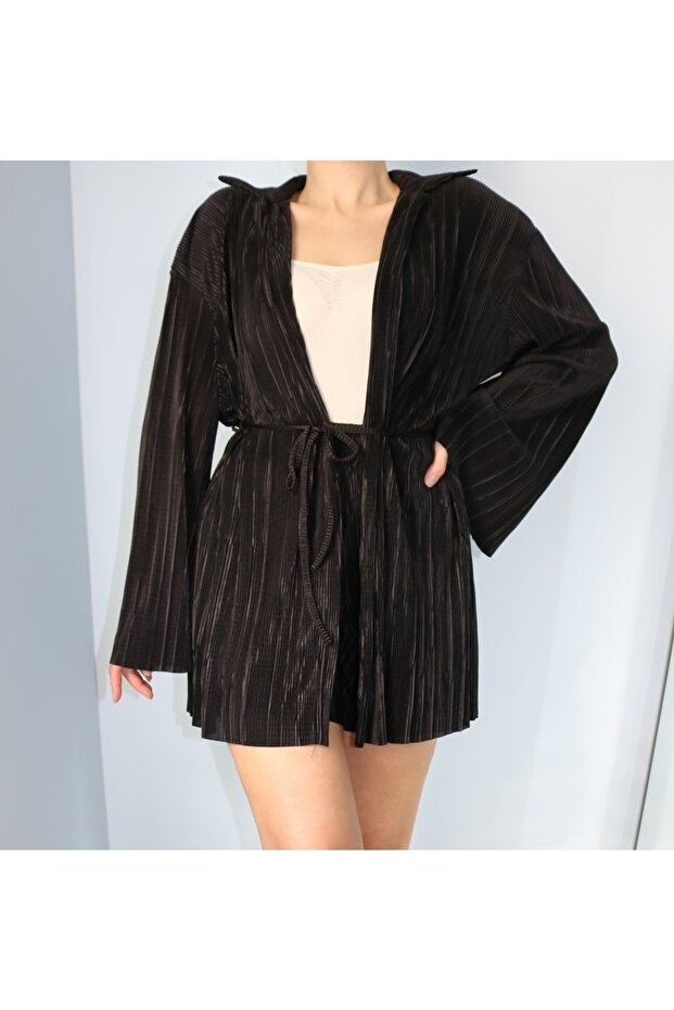 Piliseli Kimono Şort Takım