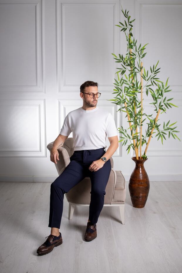 İnterview Sarar O Yaka Basic Beyaz İnce Triko T-Shirt - 1