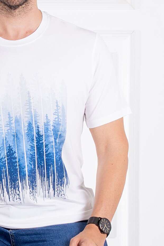 İnterview Sarar O Yaka Basic Baskılı Beyaz T-Shirt - 4