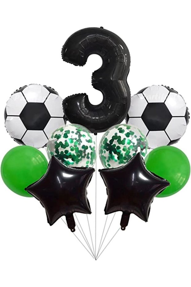 Football Concept 3 Year Old Balloon Set Match Concept Birthday Set Age Balloon Set