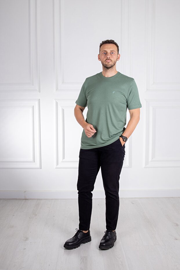 İnterview Sarar O Yaka Basic Yeşil T-Shirt - 1