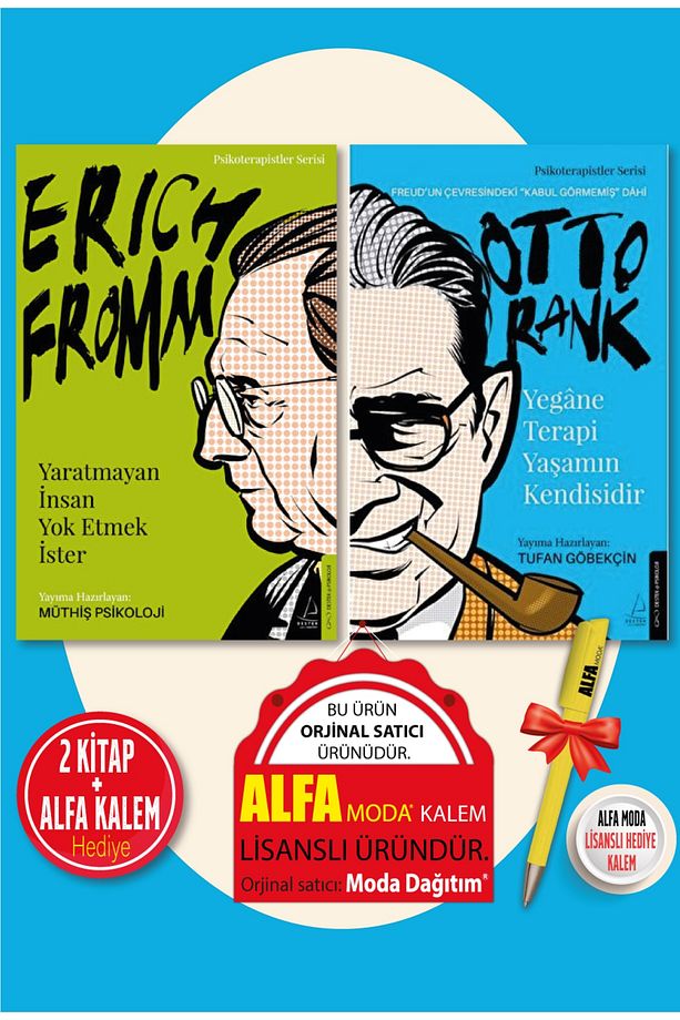 Erich Fromm Yaratmayan Insan Müthiş Psikoloji + Yegane Terapi Yaşamın - Otto Rank 2'li + Moda Kalem - 1