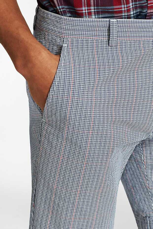 Erkek Mavi Red Fleece Seersucker Bermuda Şort 1-00101650 - 4