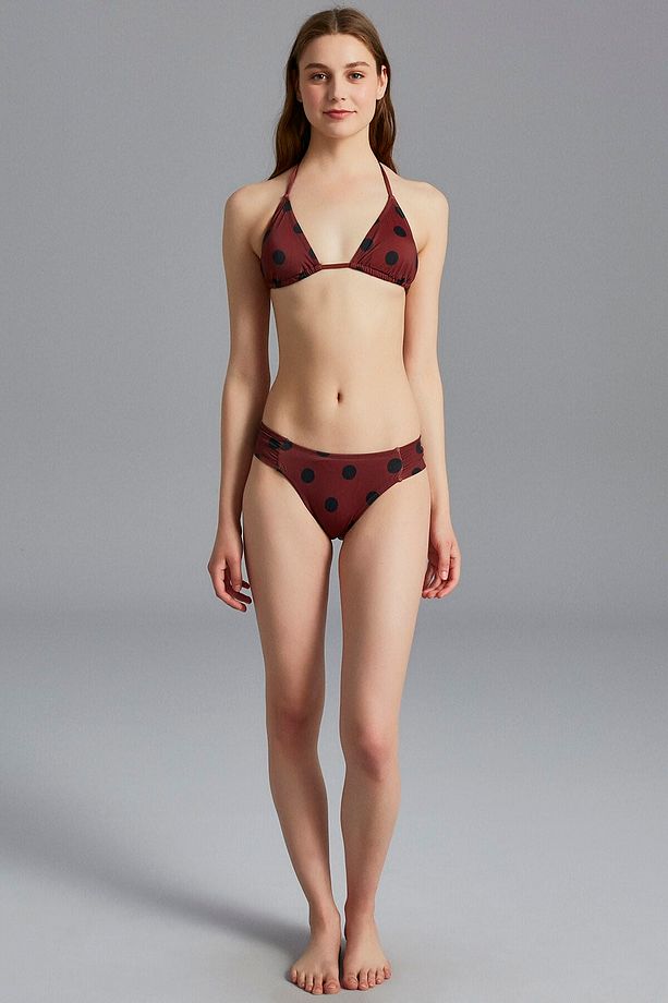Çikolata Polka Triangle Bikini Üstü - 4