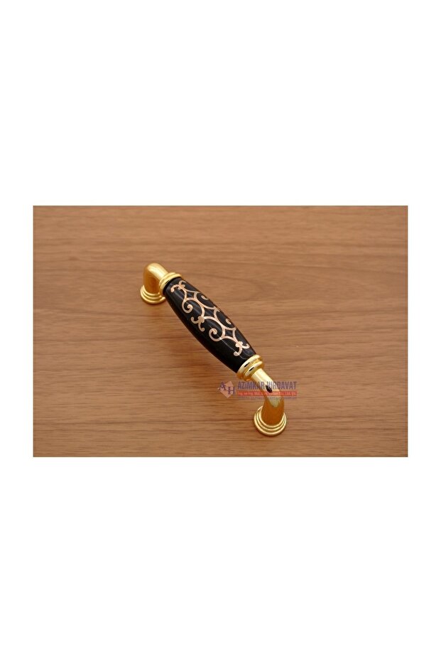 Porselen kulp Yay Modeli Sarı Siyah Yaldız İşlemeli Dolap 96 MM - 1