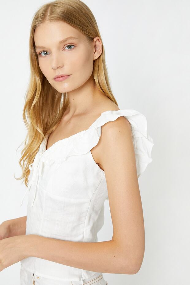 Women's Ruffle Detailed Short Sleeve Blouse