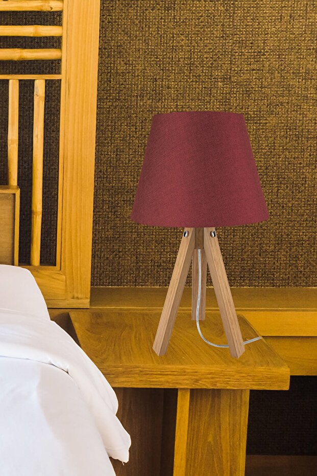 Bambu Ayak Bordo Şapka Deko Abajur - 3