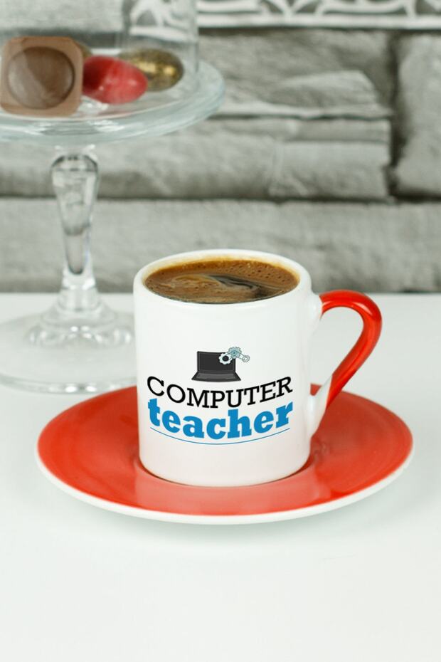 Red Turkish Coffee Cup - Computer Teacher
