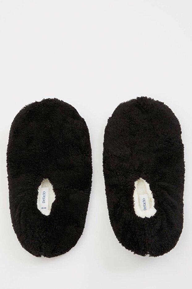 Men's Black Plush Home Shoes L8709Az.19Au.Bk23