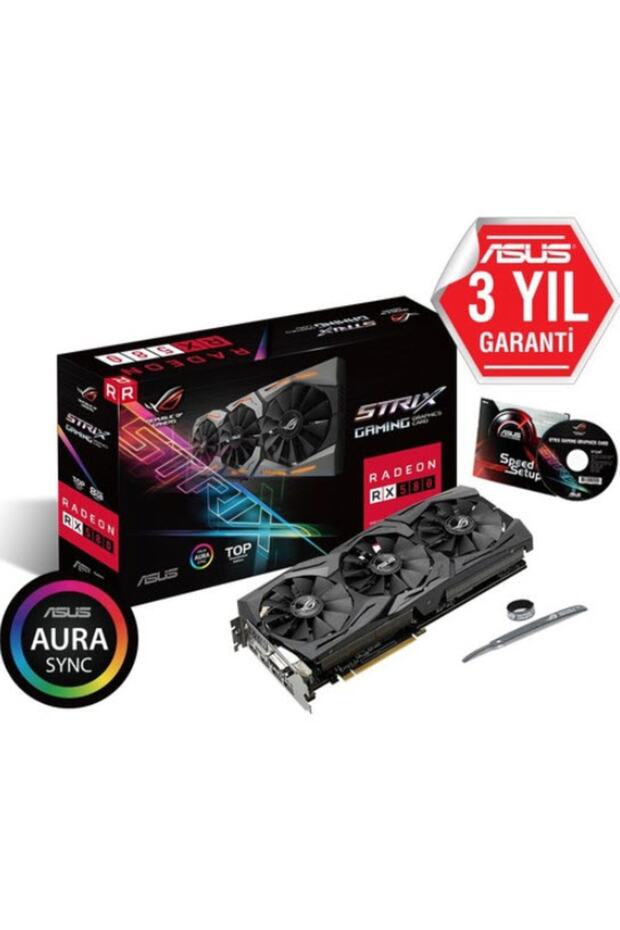ROG STRIX-RX580-T8G- Gaming AMD Radeon RX580 8GB OC 256Bit DDR5 PCI-E 3.0 Ekran Kartı - 2