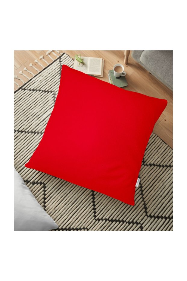 Red Colored Digital Printed Decorative Floor Cushion - 70 X 70 cm