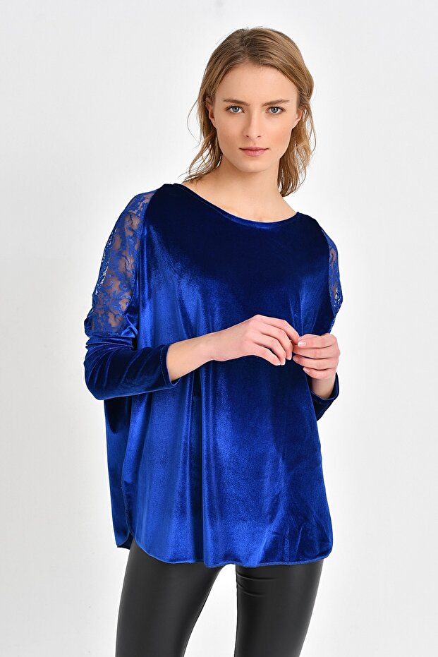 Shoulder Detailed Velvet Blouse Parliament BDM2510