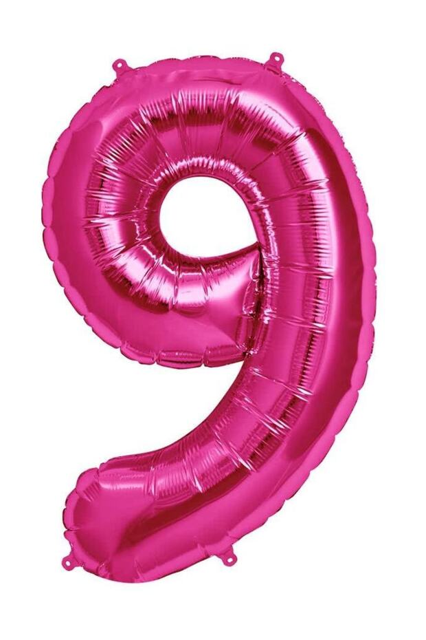 9 Figures Pink Foil Balloon - 100 Cm, Large Size Helium Flying