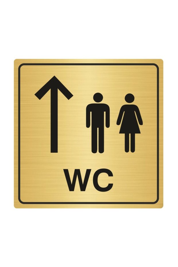 Wc Directional Sign Male Female 20 cm X 20 cm Sy04 Gold Color Metal