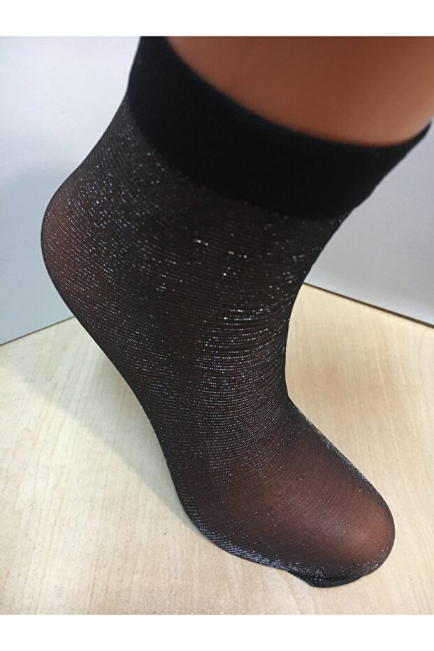 Sun Simli Siyah Bayan Soket Çorap - 4