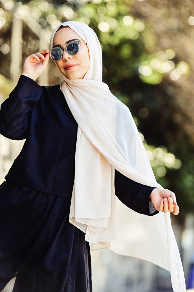 Alya Şifon Şal - Krem - 2