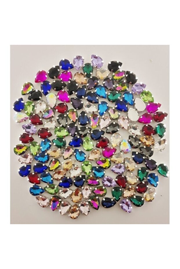 10x14 (1.4 Cm) Drop Case Planted Glass Stone Mixed Colors 20 Pieces